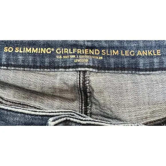 Chico's 2 So Slimming Girlfriend Slim Leg Ankle Jeans Size 12 - Picture 8 of 9